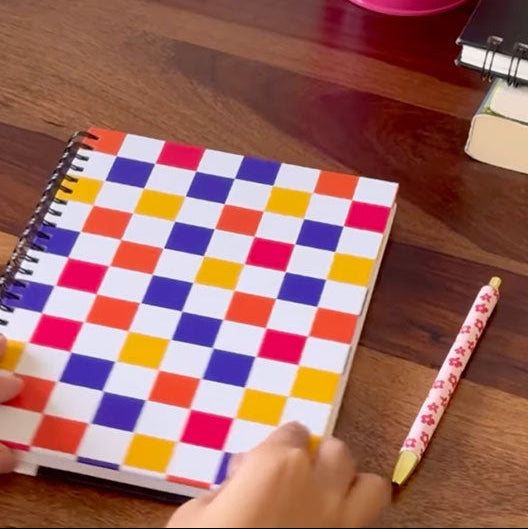 A5 Hard Bound Spiral Journal - Checkered Pixels
