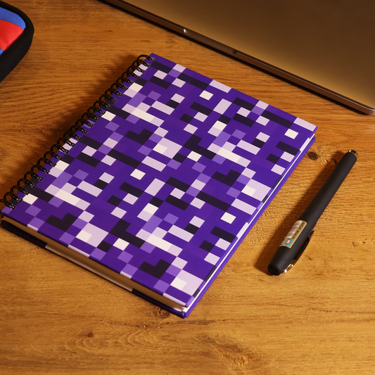A5 Hard Bound Spiral Journal - Small Purple Pixels