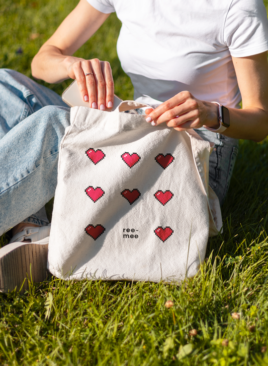 White Tote Bag - Binary Hearts