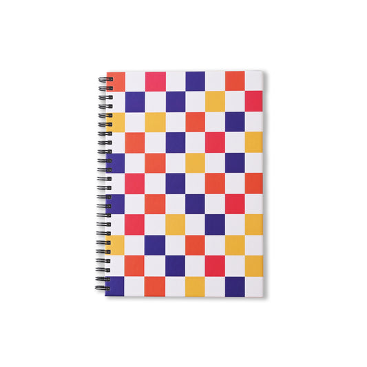 A5 Hard Bound Spiral Journal - Checkered Pixels