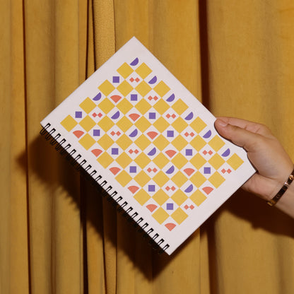 A5 Hard Bound Spiral Journal - Yellow Pattern